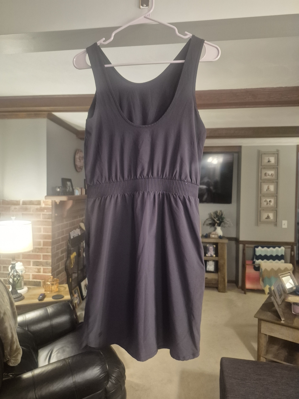 all in motion Women's Sleeveless Scoop-Neck Tank Dress Top in Charcoal Gray